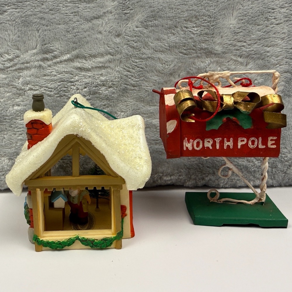 Vintage Christmas Ornament Lot 1982 Hallmark Santa's Workshop North Pole Mailbox
